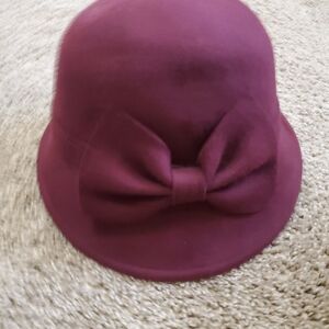 Collection 18 100% Wool Womens Hat with Bow Casual Classy VTG Spring Mob Wives